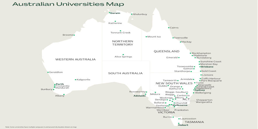 Australian universities map